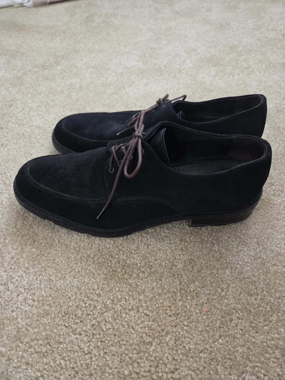 To Boot Black Suede Derby Shoes with Brown Laces